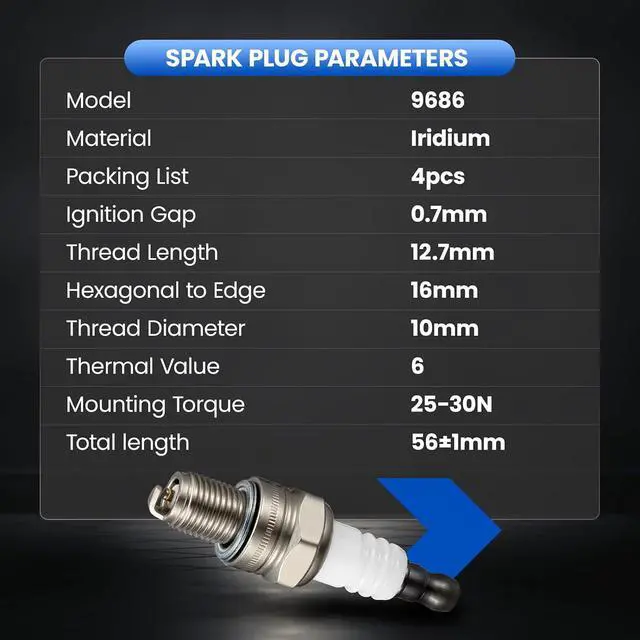 Alt view image 7 of 7 - 3365 Iridium Spark Plugs 4 Pack - Compatible with Chainsaws Trimmers FS40C FS50C FS56 FS70 FS100 FS100RX FS110 FS111RX FS130 FS130R FS131R FS310 FS360C - Replaces CMR6H Spark Plug