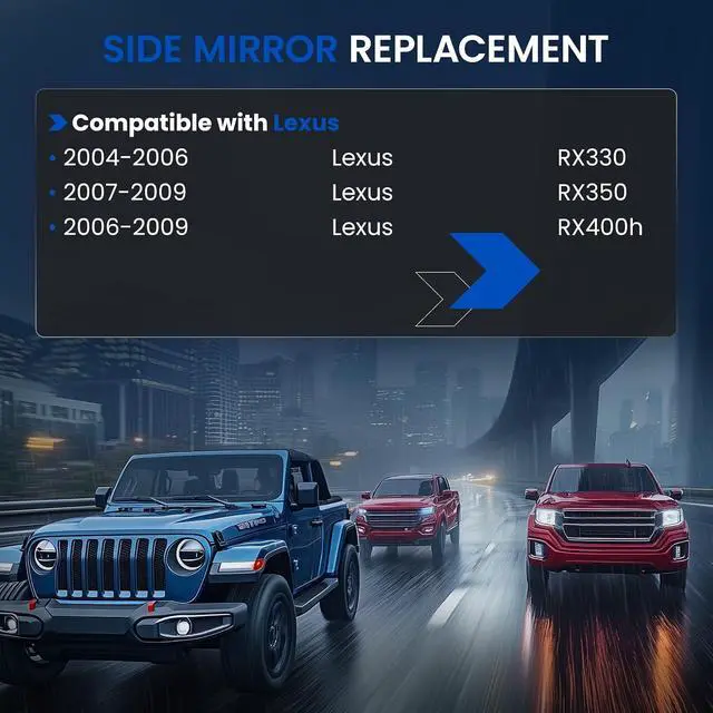 Alt view image 3 of 7 - Passenger Right Side Heated Mirror Glass Compatible With Lexus RX330 2004-2006 RX350 2007-2009 RX400h 2006-2009 Right Side Rear View Mirror Convex Glass with Rear Holder