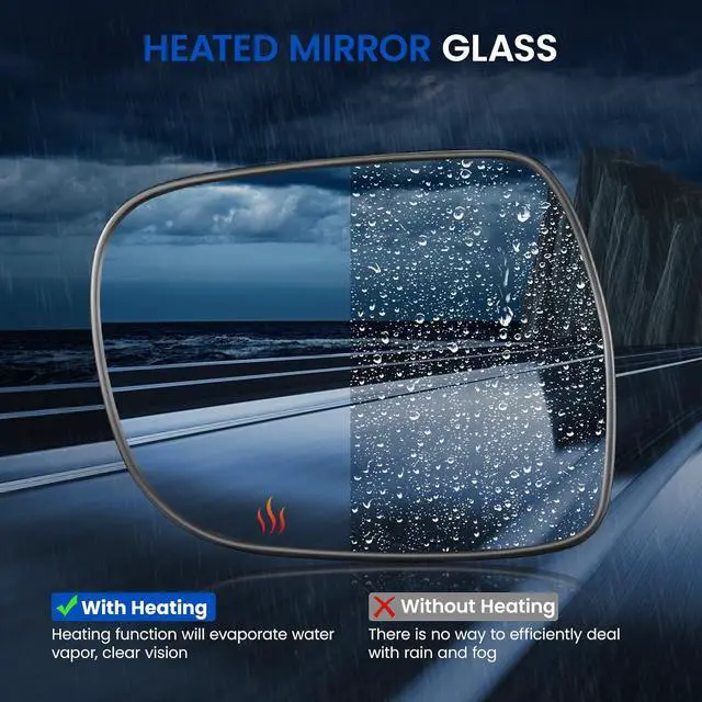 Alt view image 5 of 7 - Passenger Right Side Heated Mirror Glass Compatible With Lexus RX330 2004-2006 RX350 2007-2009 RX400h 2006-2009 Right Side Rear View Mirror Convex Glass with Rear Holder