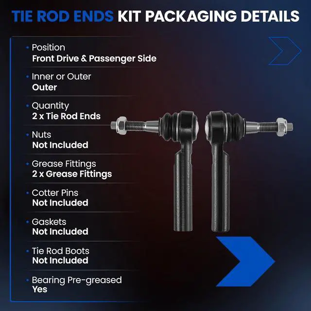 Alt view image 3 of 7 - 2-PC Outer tie rod ES800948 Compatible with Chevrolet Silverado 1500 2014-2018,Compatible with CADILLAC ESCALADE 2015-2019,Compatible with CADILLAC ESCALADE ESV 2015-2019