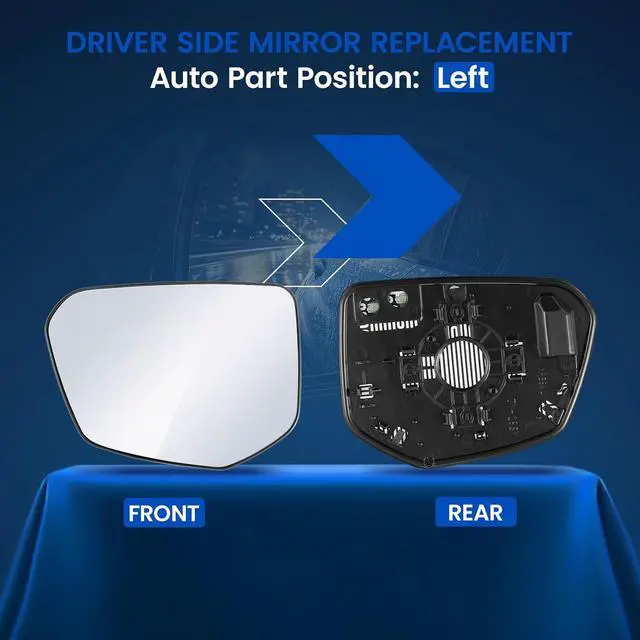 Alt view image 2 of 7 - Driver Left Side Heated Mirror Glass Compatible With Honda Civic 2016-2021 Driver Left Side Rear View Mirror Convex Glass with Backing Plate Replaces 76203TBAA01 HO1325127