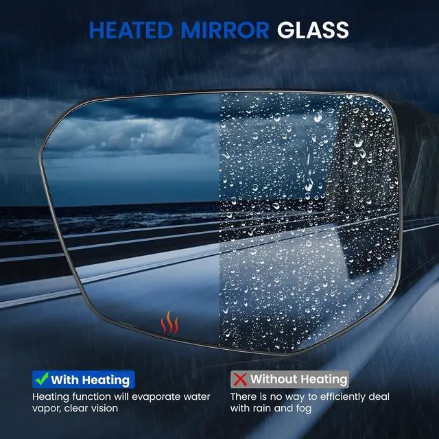 Alt view image 4 of 7 - Driver Left Side Heated Mirror Glass Compatible With Honda Civic 2016-2021 Driver Left Side Rear View Mirror Convex Glass with Backing Plate Replaces 76203TBAA01 HO1325127