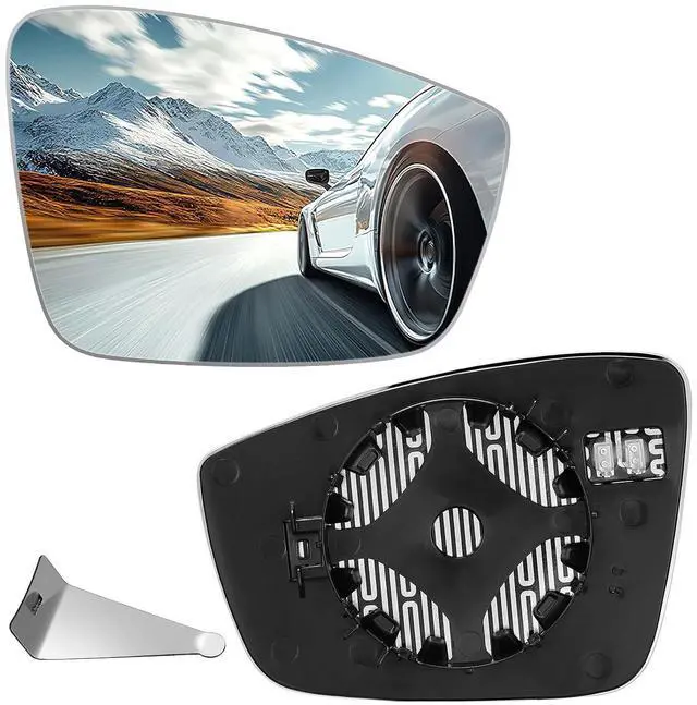 Main image of Passenger Right Side Heated Mirror Glass 561857522A Compatible With Volkswagen VW Passat Beetle Jetta 2011-2018, Right Side Rearview Convex Glass Rear View Mirror with Backing Plate