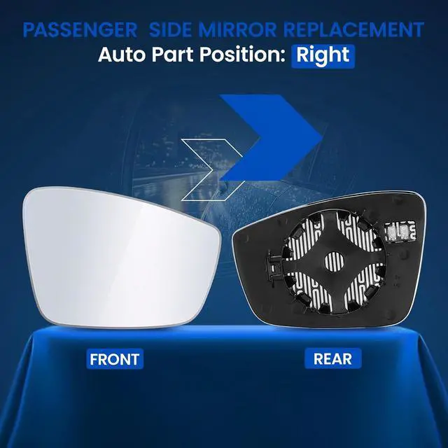 Alt view image 2 of 7 - Passenger Right Side Heated Mirror Glass 561857522A Compatible With Volkswagen VW Passat Beetle Jetta 2011-2018, Right Side Rearview Convex Glass Rear View Mirror with Backing Plate
