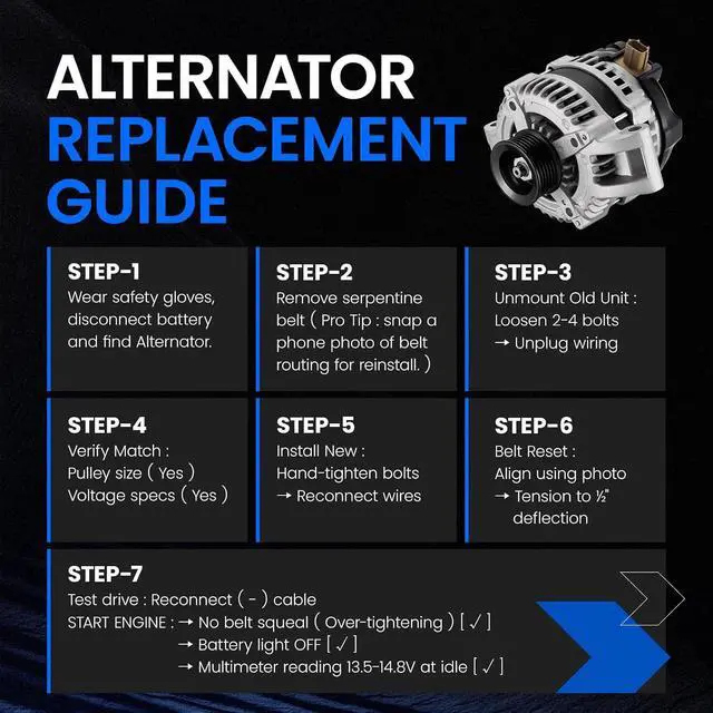 Alt view image 6 of 7 - 11656 Alternator for Ford Mustang 2013-2014 5.8L V8, 150A | For Ford Mustang 2011-2012, 11656N, BR3Z-10346-B, BR3Z10346B, 12V, CW Rotation, 6-Groove, Internal Fan, Internal Regulator