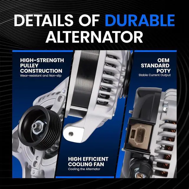 Alt view image 4 of 7 - 11432 Alternator for Ford E-350 Super Duty 2009-2016 6.8L V10, 155A | For Ford E-250 2009-2014, E-350 Super Duty 2009-2015, E-150 2009-2014, E-450 Super Duty 2009-2015, 12V, CW, 6-Groove