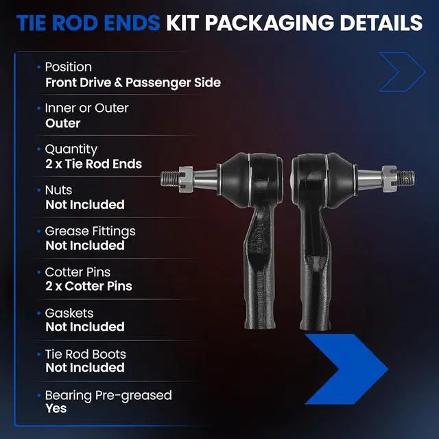 Alt view image 3 of 7 - 2-PC Outer tie rod-ES800030 Compatible with Chevrolet Cobalt 2005-2010,Compatible with Chevy EQUINOX 2005-2009,Compatible with Chevy HHR 2006-2011