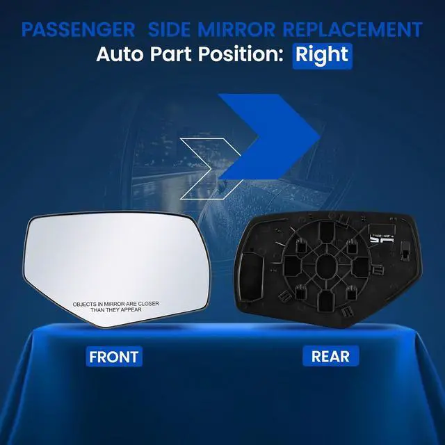 Alt view image 2 of 7 - Passenger Right Side Heated Mirror Glass Compatible With Chevy Silverado 1500 Sierra 1500 2014-2018 Mirrors, Side Rearview Mirror Convex Glass with Backing Plate Replaces GM1325145 22919746