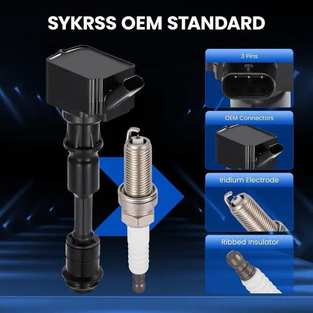 Alt view image 4 of 7 - Ignition Coil UF756 & Spark Plug 95660 Kit For Volvo S60/S80/S90/V60/V90/XC40/XC60/XC70/XC90 2015-2020 2.0L L4 Replaces GN10907, C943, 31312514, etc. (4 Coils & 4 Plugs)