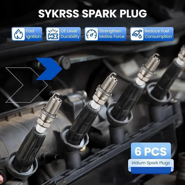 Alt view image 5 of 7 - 6578 Iridium Spark Plugs 6 Pack - Compatible with Jeep Cherokee Compatible with Chrysler 300 Chevy Suburban Special Calais Caravan Dakota Dart, 2.0L 3.2L 5.0L - Replaces BPR4ES Spark Plug