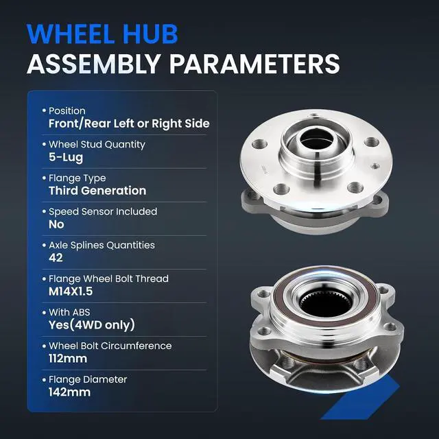 Alt view image 5 of 7 - 513301 Front Rear Wheel Bearing and Hub Assembly for Audi A4 A5 A6 | Compatible with Audi A7 A8 Quattro allroad Q5 RS5 RS7 S4 S5 S6 S7 S8 SQ5, 5-Lug 1PCS