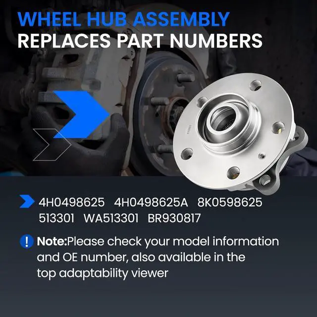 Alt view image 6 of 7 - 513301 Front Rear Wheel Bearing and Hub Assembly for Audi A4 A5 A6 | Compatible with Audi A7 A8 Quattro allroad Q5 RS5 RS7 S4 S5 S6 S7 S8 SQ5, 5-Lug 1PCS