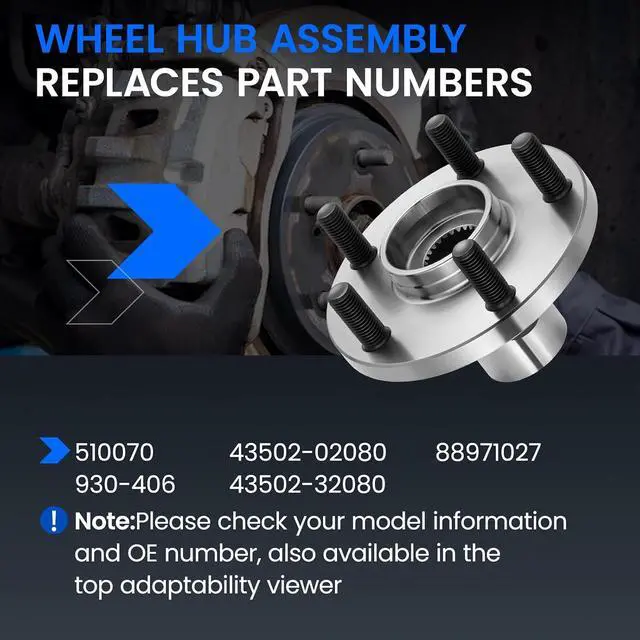 Alt view image 5 of 7 - 510070 Front Wheel Bearing Hubs Assembly Compatible with Pontiac Vibe 2003-2008 1.8L, Compatible with Toyota Celica 2000-2005 1.8L, for Corolla Matrix 2003-2014 1.8L L4 Gas, 2 PCS