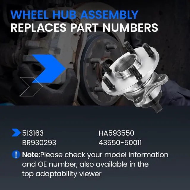 Alt view image 5 of 7 - 513163 Front Wheel Bearing and Hub Assembly 2PCS | Compatible with Lexus LS430 2001-2006 4.3L V8 Gas