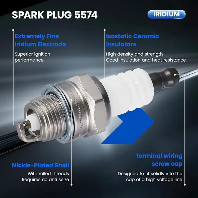 Alt view image 2 of 7 - 5574 Spark Plugs 10 Pack - Compatible with Universal engine for garden machines, lawn mowers, trimmers, etc - Nickel - Replaces BPMR8Y Spark Plug