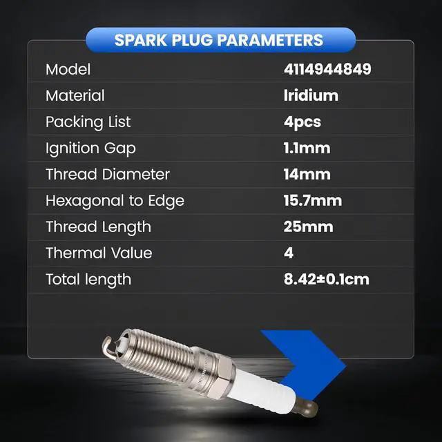 Alt view image 4 of 7 - 4114944849 Iridium Spark Plugs 16 Pack - Compatible with Dodge Ram 1500 2003-2008, 5.7L V8 Engine - Replaces 4114944849 Spark Plug