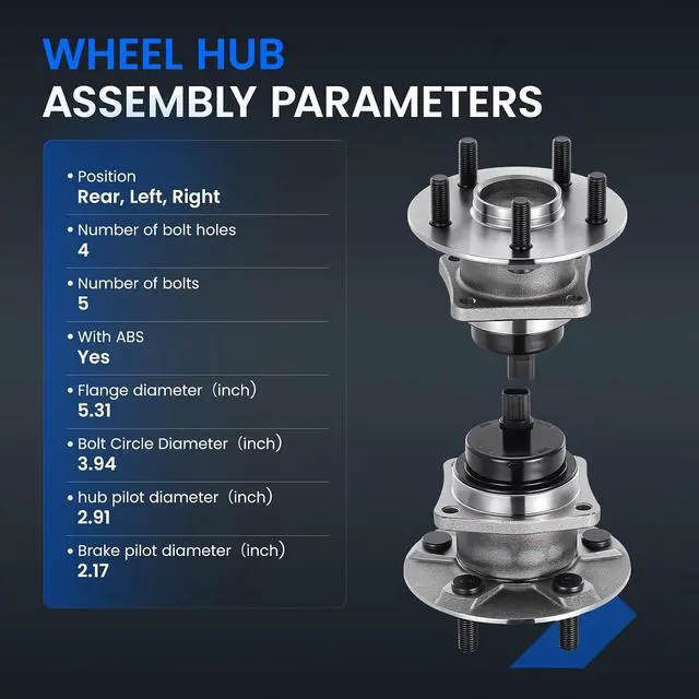 Alt view image 4 of 7 - 512215 Rear Wheel Bearing Hub Assembly Fits for FWD Models, 1PCS | Compatible with Pontiac Vibe 2003-2008 1.8L, Compatible with Toyota Corolla Matrix 03-08 1.8L, for Prius 04-09 1.5L