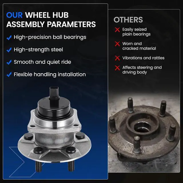 Alt view image 6 of 7 - 512215 Rear Wheel Bearing Hub Assembly Fits for FWD Models, 1PCS | Compatible with Pontiac Vibe 2003-2008 1.8L, Compatible with Toyota Corolla Matrix 03-08 1.8L, for Prius 04-09 1.5L