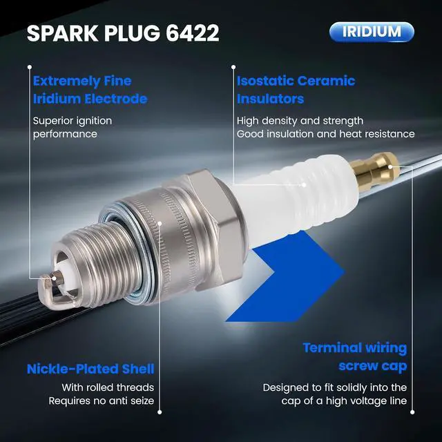 Alt view image 2 of 7 - 6422 Spark Plugs 4 Pack - Compatible with Aprilia Arctic Cat compatible with Kawasaki for Suzuki for Volvo for Yamaha For Motorcycle - Nickel - Replaces BPR7HS Spark Plug