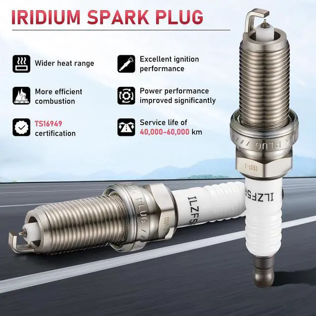 Alt view image 6 of 7 - LZFR5CI-11 Iridium Spark Plugs 8 Pack Compatible with Dodge Challenger Charger Durango Dakota Ram 1500 2500 3500 Classic Aspen 300 Grand Cherokee Commander 4.7L 5.7L V8 Engine for 92145