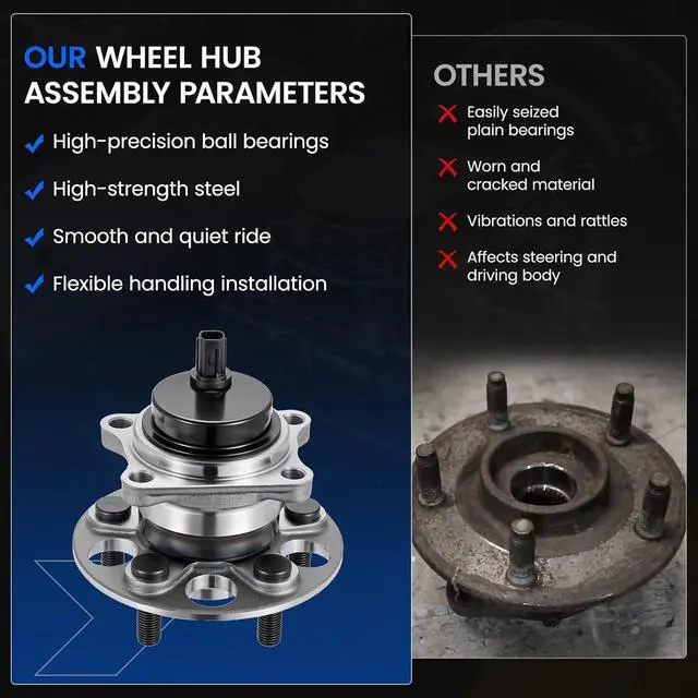 Alt view image 6 of 7 - 512547 Rear Wheel Bearing and Hub Assembly Compatible with Lexus CT200h 2011-2017 1.8L, Compatible with Toyota Corolla 2019-2023 2.0L, for Prius 2016-2022 1.8L, 1 PCS