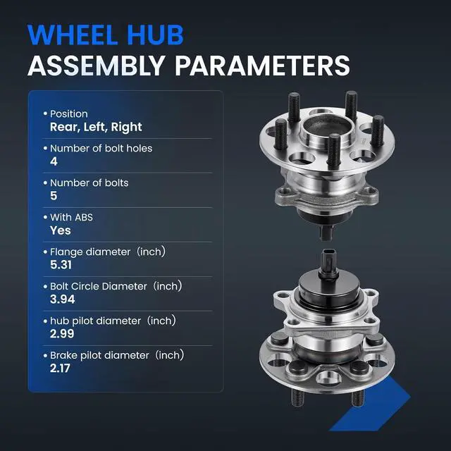 Alt view image 4 of 7 - 512547 Rear Wheel Bearing and Hub Assembly Compatible with Lexus CT200h 2011-2017 1.8L, Compatible with Toyota Corolla 2019-2023 2.0L, for Prius 2016-2022 1.8L, 1 PCS