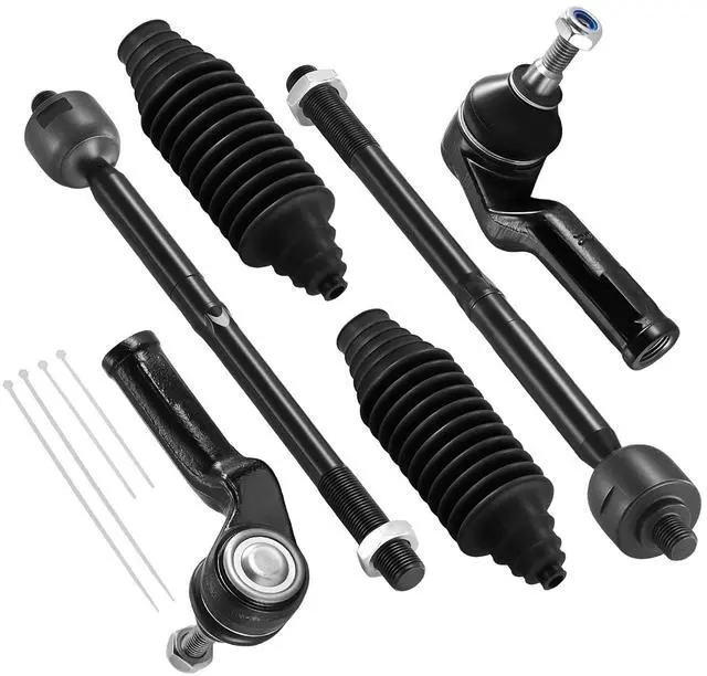 Main image of 6-PC Tie Rod Ends Kits Compatible with Ford Focus 2012-2018,2x Inner tie rod EV800898,1x Outer tie rod ES800954,1x Outer tie rod ES800955,2x dust cover