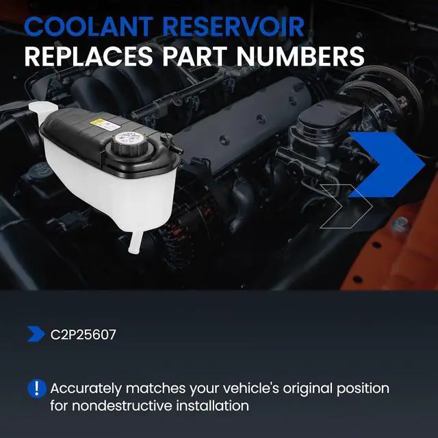 Alt view image 3 of 7 - C2P25607 Engine Coolant Reservoir Tank for Jaguar F-Type/XK 14-21 | Fits Jaguar F-Type 2014-2021 3.0/5.0L & XK/XKR/XKR-S 2007-2015 4.2/5.0L; OE C2P25607; 2.45L, 29PSI cap, with sensor; Direct
