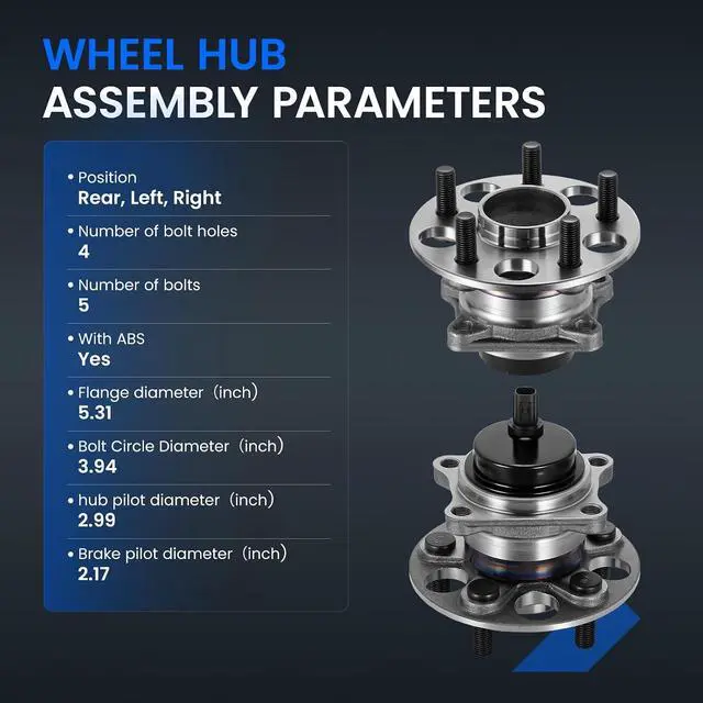 Alt view image 4 of 7 - 512547 Rear Wheel Bearing and Hub Assembly Compatible with Lexus CT200h 2011-2017 1.8L, Compatible with Toyota Corolla 2019-2023 2.0L, for Prius Prime 2017-2022 1.8L, 2 PCS