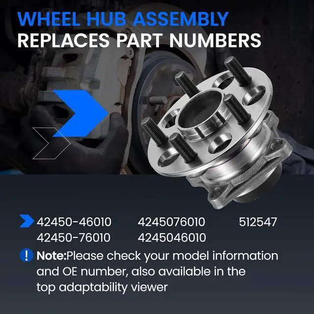 Alt view image 5 of 7 - 512547 Rear Wheel Bearing and Hub Assembly Compatible with Lexus CT200h 2011-2017 1.8L, Compatible with Toyota Corolla 2019-2023 2.0L, for Prius Prime 2017-2022 1.8L, 2 PCS