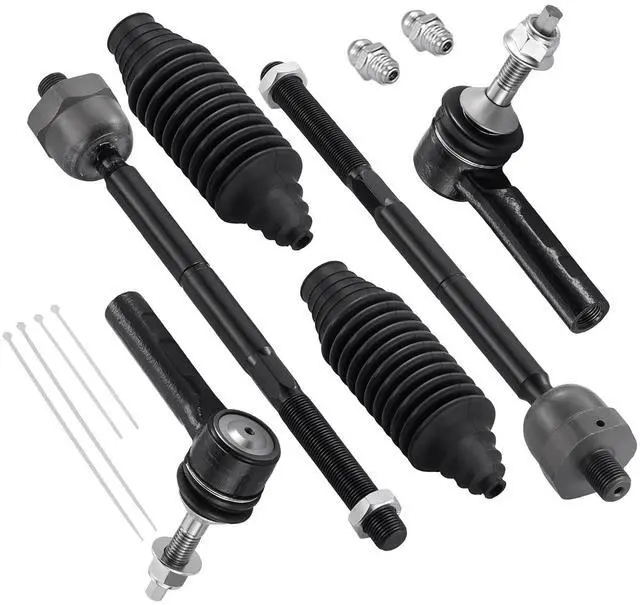 Main image of 6-PC Tie Rod Ends Kits Compatible with Ford Expedition 2003-2006,2xOuter tie rod ES3695,2xInner tie rod EV456,2xdust cover