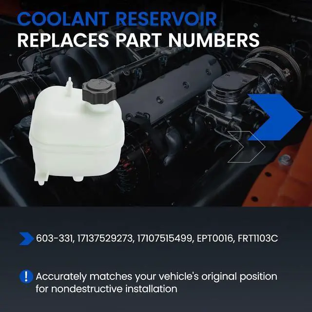 Alt view image 3 of 7 - 603-331 Engine Coolant Reservoir Tank for Mini Cooper 2002-2008 | Fits Mini Cooper 2002-2008 1.6L; OE 17137529273/17107515499; 0.55L, non-pressurized; Durable PA66+GF30; Direct replacement