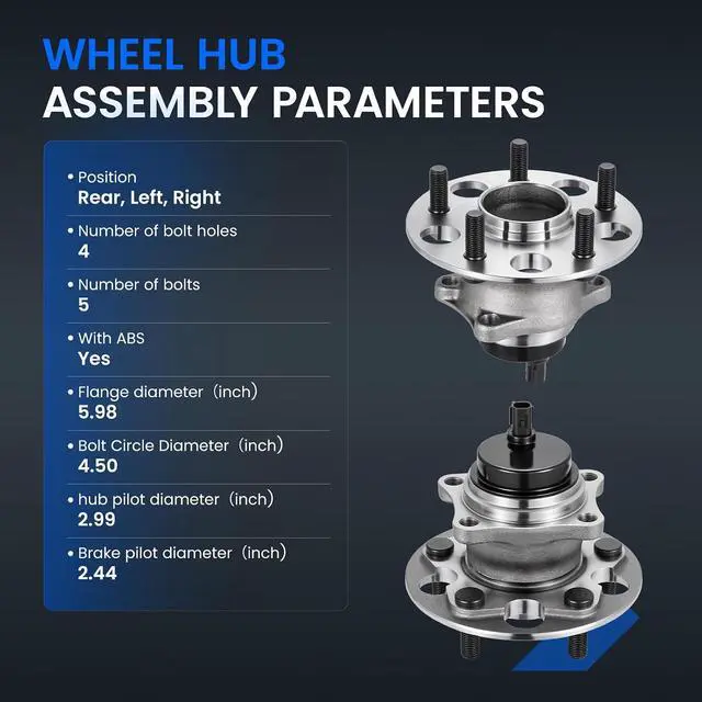 Alt view image 4 of 7 - 512649 Rear Wheel Bearing and Hub Assembly Compatible with Toyota C-HR 2018-2019 2.0L L4 Gas, 2 PCS