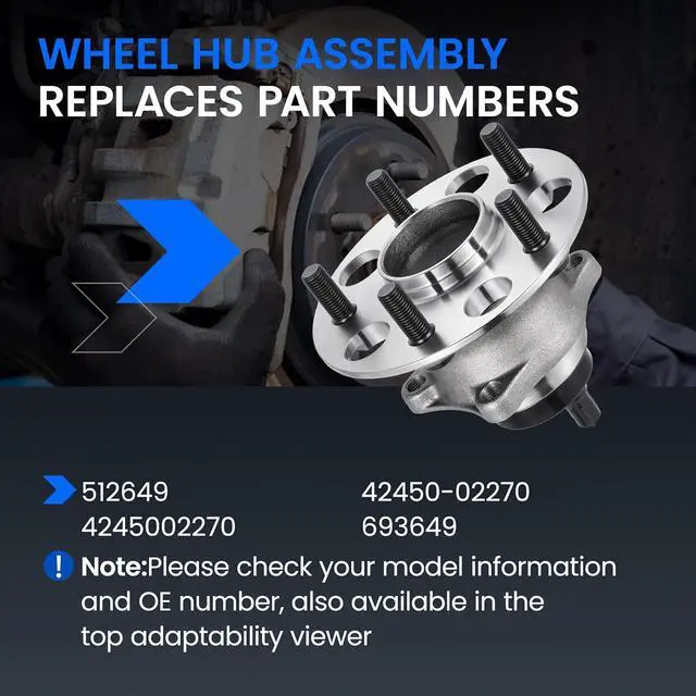 Alt view image 5 of 7 - 512649 Rear Wheel Bearing and Hub Assembly Compatible with Toyota C-HR 2018-2019 2.0L L4 Gas, 2 PCS