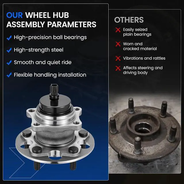 Alt view image 6 of 7 - 512649 Rear Wheel Bearing and Hub Assembly Compatible with Toyota C-HR 2018-2019 2.0L L4 Gas, 2 PCS