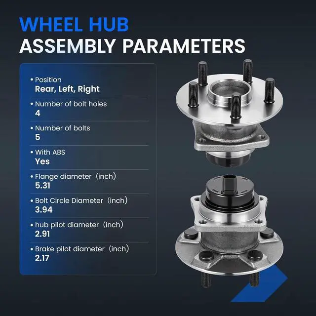Alt view image 4 of 7 - 512215 Rear Wheel Bearing Hub Assembly Fits for FWD Models, 2PCS | Compatible with Pontiac Vibe 2003-2008 1.8L, Compatible with Toyota Matrix Corolla 03-08 1.8L, for Prius 04-09 1.5L