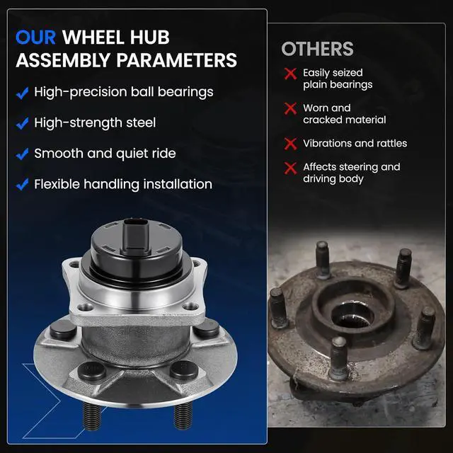 Alt view image 6 of 7 - 512215 Rear Wheel Bearing Hub Assembly Fits for FWD Models, 2PCS | Compatible with Pontiac Vibe 2003-2008 1.8L, Compatible with Toyota Matrix Corolla 03-08 1.8L, for Prius 04-09 1.5L