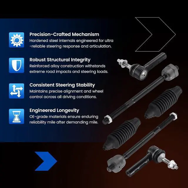 Alt view image 6 of 7 - 6-PC Tie Rod Ends Kits Compatible with Ford Expedition 2003-2006,2xOuter tie rod ES3695,2xInner tie rod EV456,2xdust cover
