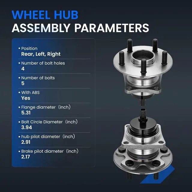 Alt view image 4 of 7 - 512403 Rear Wheel Bearing and Hub Assembly Compatible with Pontiac Vibe 2009-2010 1.8L, Compatible with Toyota Corolla 2009-2012 1.8L 2.4L, for Matrix 2009-2014 1.8L L4, 2 PCS