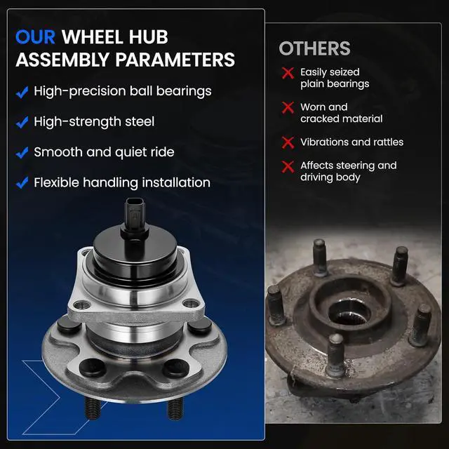 Alt view image 6 of 7 - 512403 Rear Wheel Bearing and Hub Assembly Compatible with Pontiac Vibe 2009-2010 1.8L, Compatible with Toyota Corolla 2009-2012 1.8L 2.4L, for Matrix 2009-2014 1.8L L4, 2 PCS