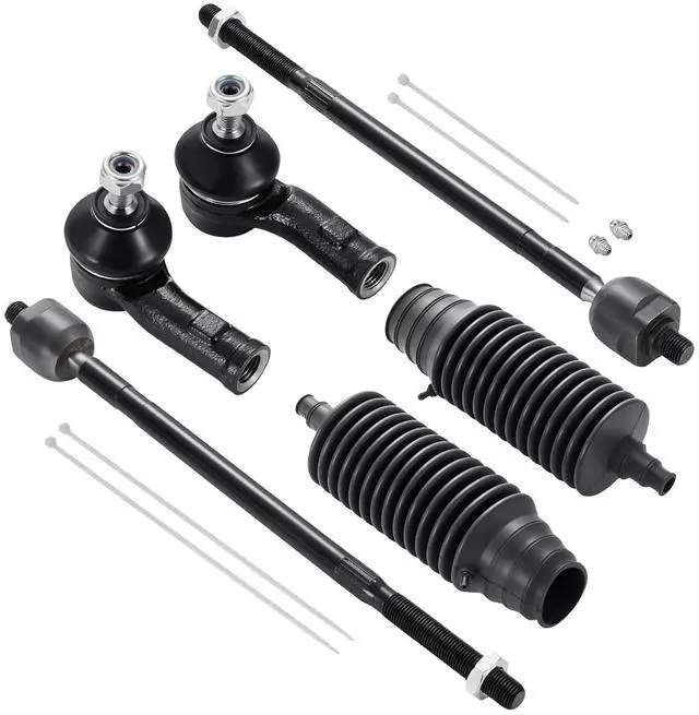 Main image of 6-PC Tie Rod Ends Kits Compatible with Ford Focus 2008,2xInner tie rod EV80632,2xOuter tie rod ES800304 ES800305,2xdust cover