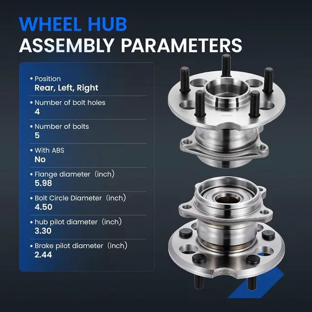 Alt view image 4 of 7 - 512338 Rear Wheel Bearing and Hub Assembly Compatible with Toyota RAV4 2001-2003 2.0L L4, 2004-2005 2.4L L4, Fits for AWD ONLY, 1PCS
