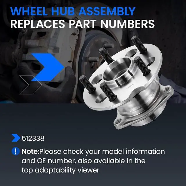 Alt view image 5 of 7 - 512338 Rear Wheel Bearing and Hub Assembly Compatible with Toyota RAV4 2001-2003 2.0L L4, 2004-2005 2.4L L4, Fits for AWD ONLY, 1PCS