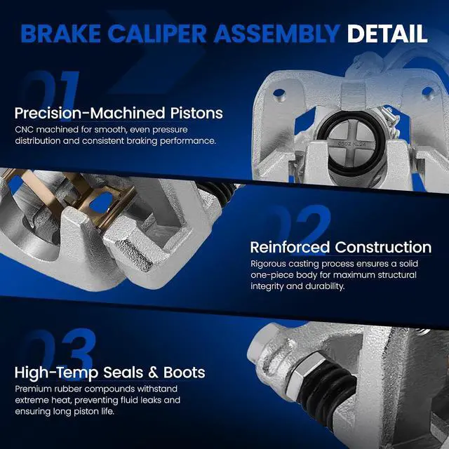 Alt view image 3 of 7 - Rear Brake Caliper Assembly Replaces for 19B3298 19B3299, Compatible with Honda Civic 2006-2015, Acura ILX 2013-2018, CSX 2006-2011