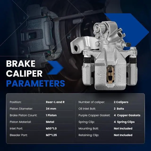 Alt view image 4 of 7 - Rear Brake Caliper Assembly Replaces for 19B3298 19B3299, Compatible with Honda Civic 2006-2015, Acura ILX 2013-2018, CSX 2006-2011