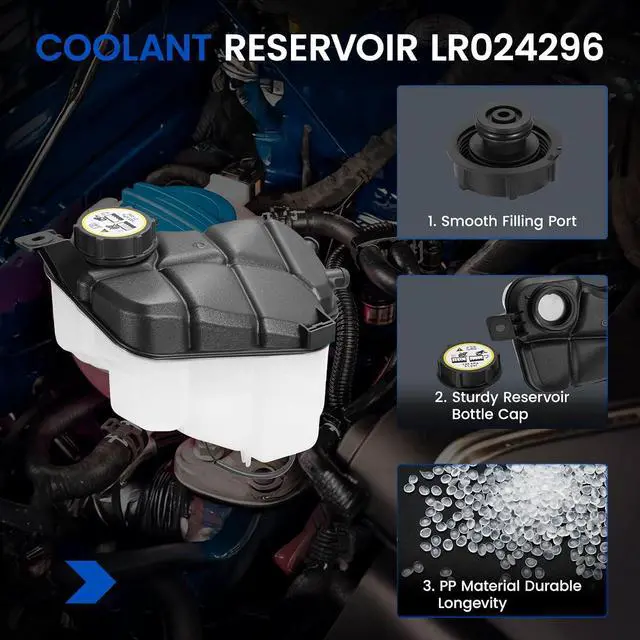 Alt view image 2 of 7 - LR024296 Engine Coolant Reservoir Tank for Land Rover/Volvo 2.0L | Fits Land Rover LR2 13-15 & Evoque 12-15; for Volvo S60/S80/V60/XC60/XC70 15-18 2.0L; OE 31200321; 1.2L, 21PSI cap, w/ sensor