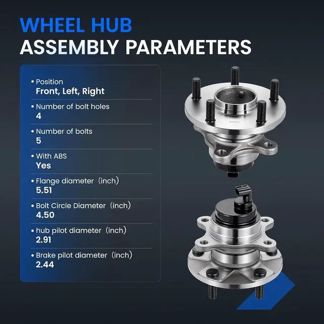 Alt view image 4 of 7 - 513163 Front Wheel Bearing and Hub Assembly Compatible with Lexus LS430 2001-2006 4.3L V8 Gas, 1PCS