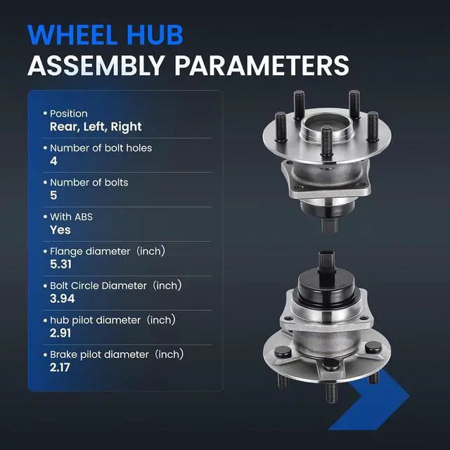 Alt view image 4 of 7 - 512217 Rear Wheel Bearing Hub Assembly Fits for FWD Models, 2PCS | Compatible with Pontiac Vibe 2003-2008 1.8L, Compatible with Toyota Corolla Matrix 03-08 1.8L, for Prius 04-09 1.5L