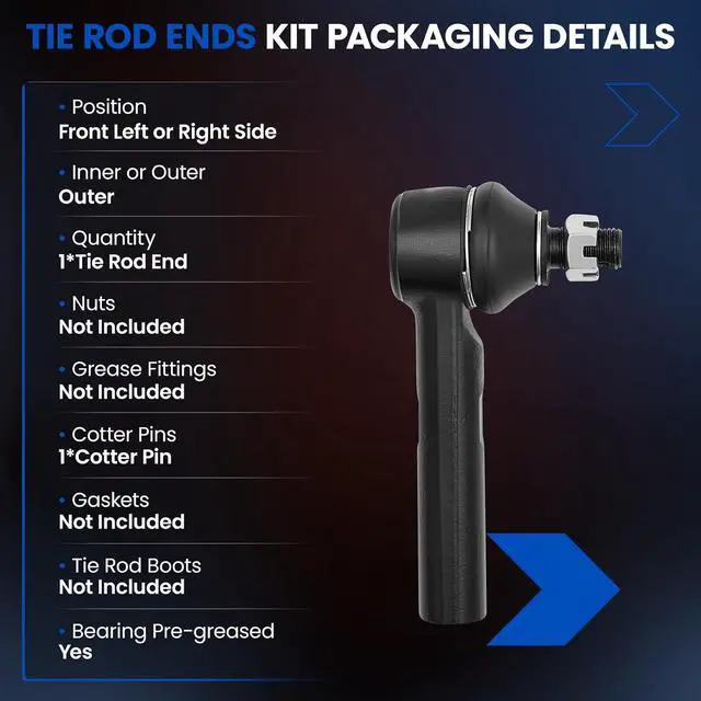 Alt view image 3 of 7 - 1PCS ES80895 Front Outer Tie Rod End Compatible with Toyota 2010-2023 4Runner, 2010-2014 FJ Cruiser, 2005-2023 Tacoma,Compatible with Lexus 2010-2023 GX460