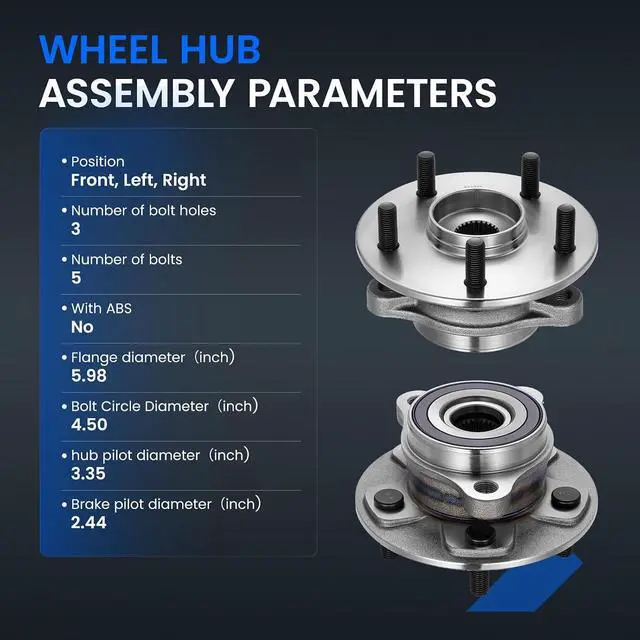 Alt view image 4 of 7 - 513431 Front Wheel Bearing and Hub Assembly Compatible with Lexus UX200 UX250h 2019-2022 2.0L L4, Compatible with Toyota C-HR 2018-2022 2.0L L4, 2 PCS